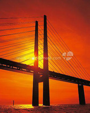 copenhagen veduta del ponte oeresund al tramonto