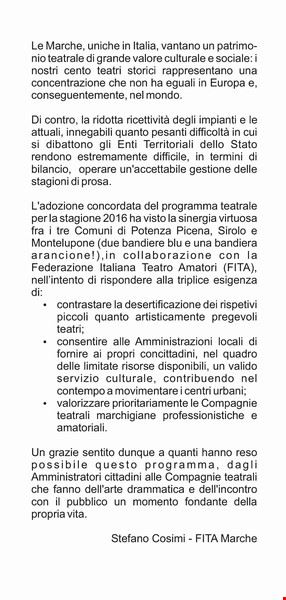 TREATRI 2016 - Stagione Teatrale condivisa da 3 comuni Sirolo