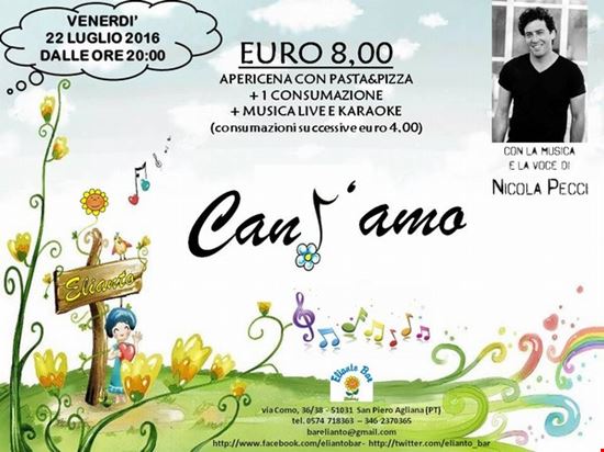Apericena + musica live e karaoke con Nicola Pecci Agliana