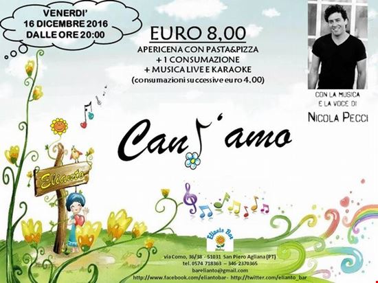 Apericena + musica live e karaoke con Nicola Pecci Agliana