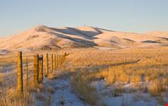 Sunrise over an snowy field