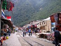 aguas calientes railroad track through the village