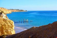 Cliffs and the historic ruined jetty 