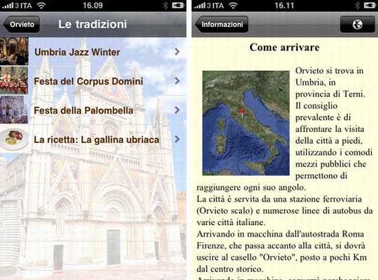 Orvieto sull'iPhone