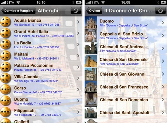 Applicazione Orvieto per iPhone