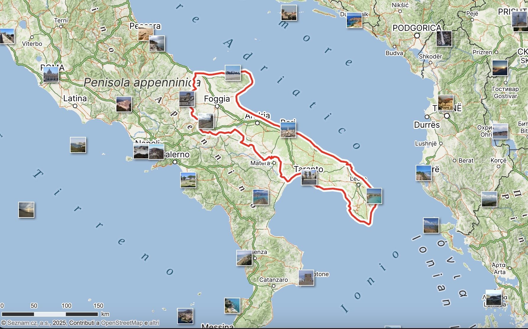 Spiagge in Puglia e Calabria: Quali visitare e come condividere foto su Mapy.com