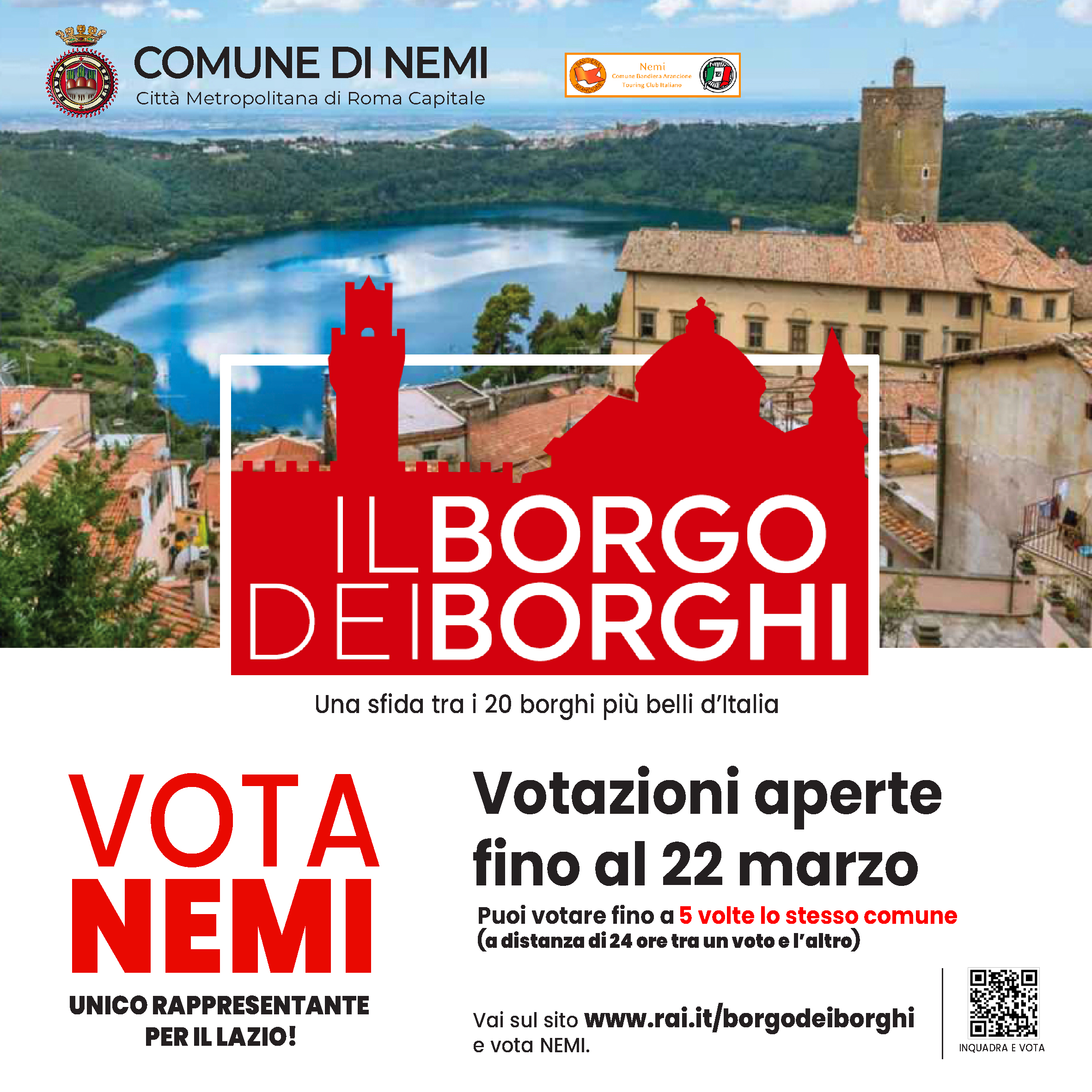 C'è anche Nemi tra i finalisti del Borgo dei Borghi 2026: per rappresentare il Lazio c'è il Paese delle fragole e dei fiori