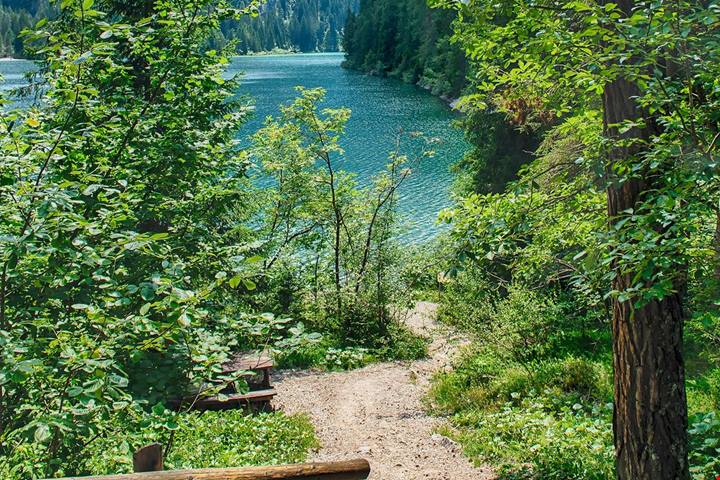 Lo chiamano il lago rosso, ma questo splendido specchio d'acqua nel cuore del Trentino ha un'acqua cristallina
