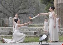 athens the torch lighting ceremony in ancient olympia