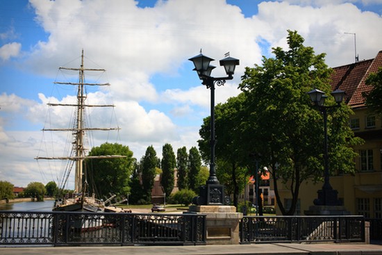 Sailboat moored at Klaipeda city