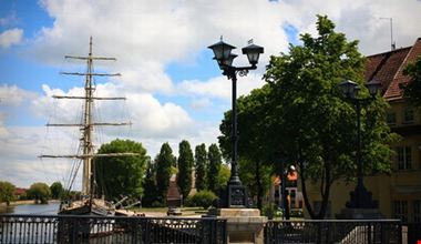 Sailboat moored at Klaipeda city Sailboat moored at Klaipeda city