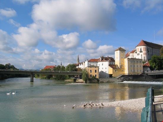 Schlossberg veduta dal fiume Mur del complesso del castello di Graz  