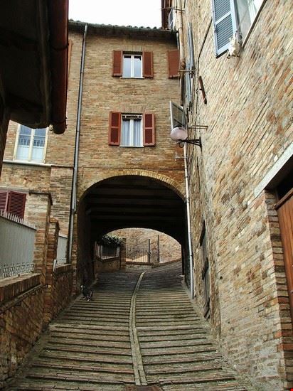 La città di Urbino La scalinata di san Bartolo con i suoi edifici storici a Urbino  
