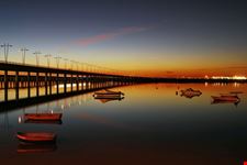 huelva sonnenuntergang im hafen von huelva