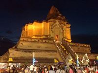 chiang mai wat chedi luang during tam boon khan dok inthakin city pillar festival