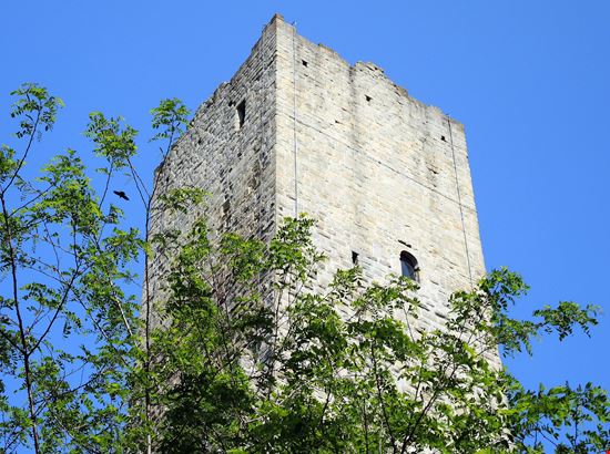 Castel Baradello La rocca con vista sul lago di Como stock.adobe.com 