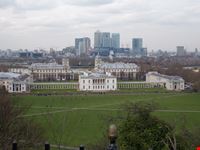 Osservatorio di Greenwich.panorama su Canary Wharf