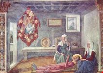 Apparizione di S. Gregorio a S. Fina - Annuncio della morte