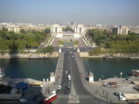 Trocadero Lo splendido complesso del Trocadero, situato sull'altra sponda della Senna rispetto la Tour Eiffel. Foto scattata dal primo piano della torre.  