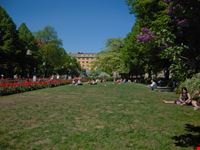 L'ampio prato nel parchetto della piazza