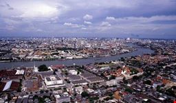 aerial view of Bangkok and the Chao Phray