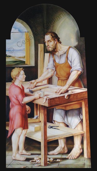 SAN GIUSEPPE LAVORATORE del pittore CESARE GIULIANI .