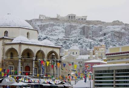 atene neve 2004 centro con veduta