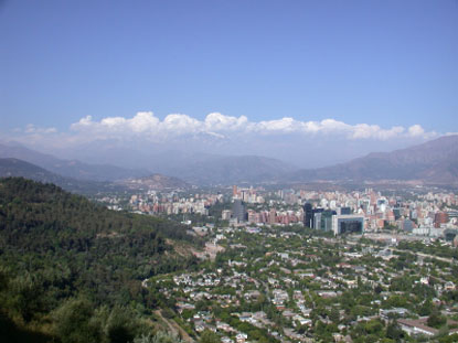 Panorama aereo di Santiago