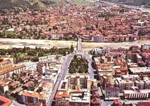 Torrente Talvera e Piazza della Vittoria dall'alto